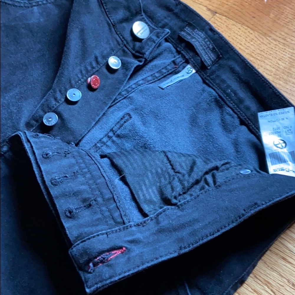 Black Denim Ex-Pent high rise skinny, zip ankle